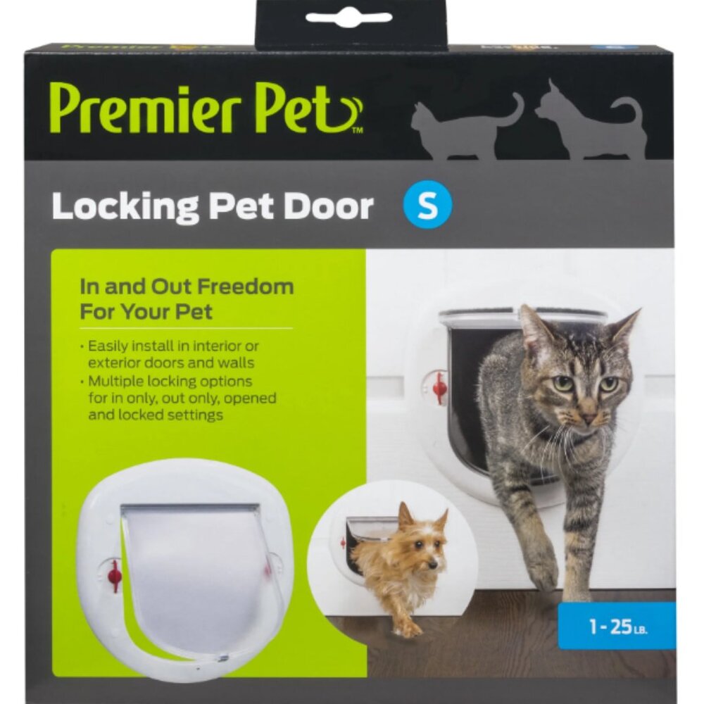 Locking Pet door for Small Pets Cats and Small Breed Dogs 0-25 lbs